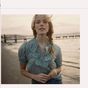 Doen Poppy Blouse in Pond XS